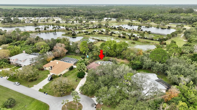 bird's eye view featuring a water view