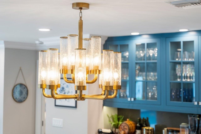 interior details featuring blue cabinets