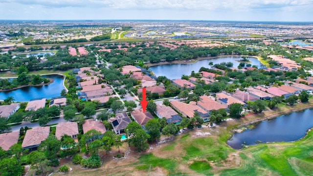 bird's eye view featuring a water view