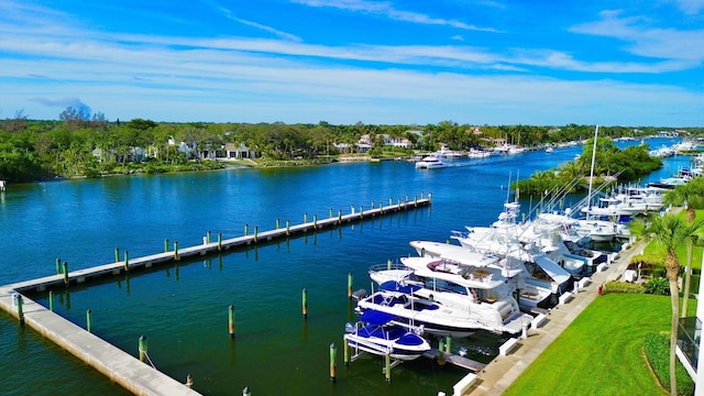 view of dock featuring a water view