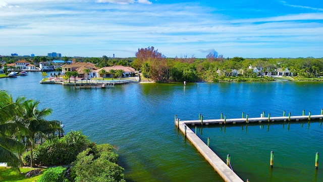 view of dock featuring a water view