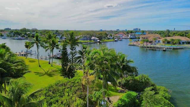 property view of water with a boat dock