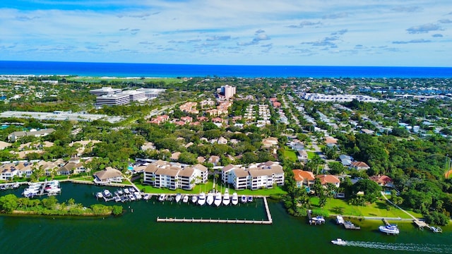 bird's eye view featuring a water view