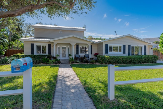 view of front of house with a front yard