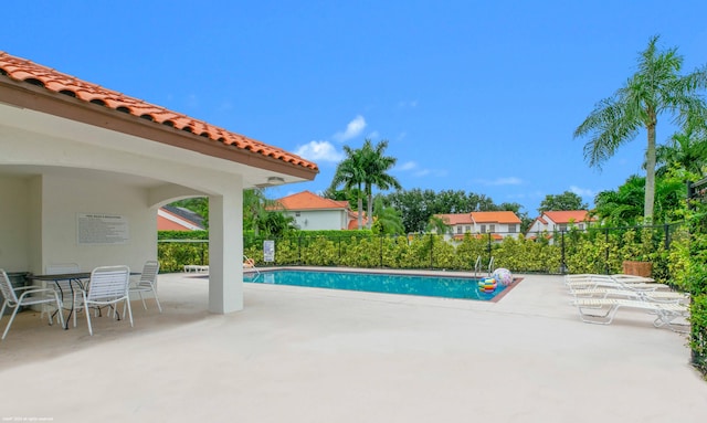 view of pool featuring a patio