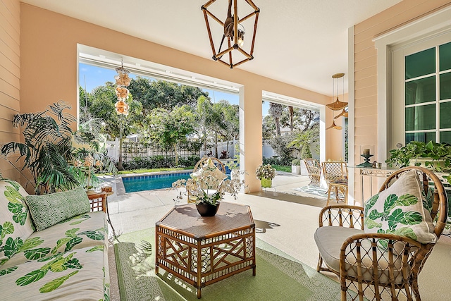 view of patio / terrace featuring a fenced in pool