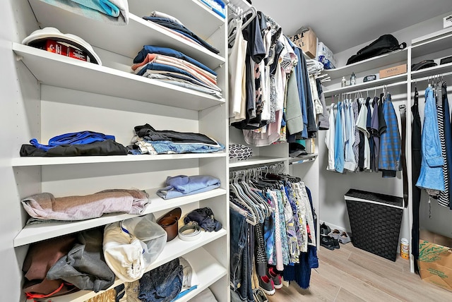 walk in closet featuring light hardwood / wood-style floors