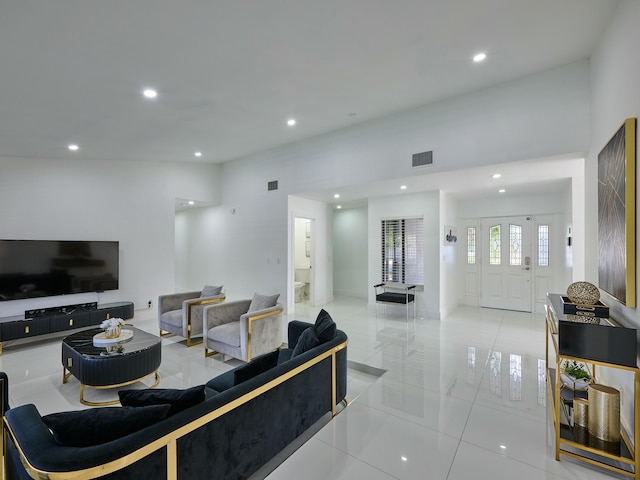 view of tiled living room