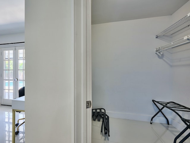 spacious closet with french doors