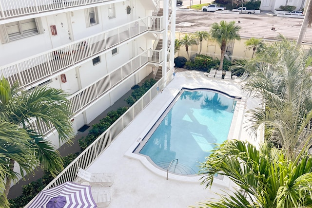 view of pool featuring a patio