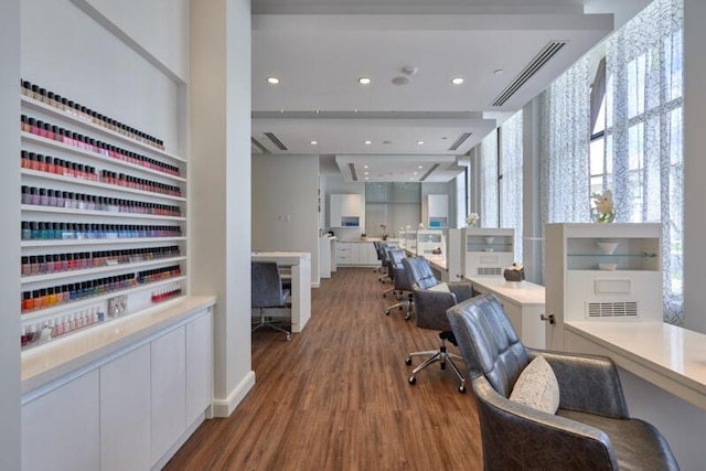 office space featuring hardwood / wood-style flooring