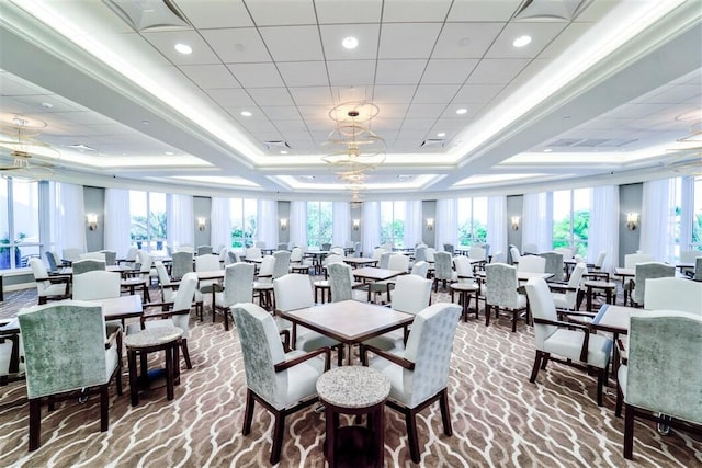 dining area featuring carpet