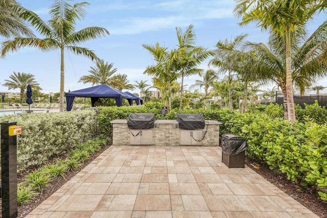 view of patio with area for grilling