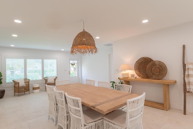 view of tiled dining room