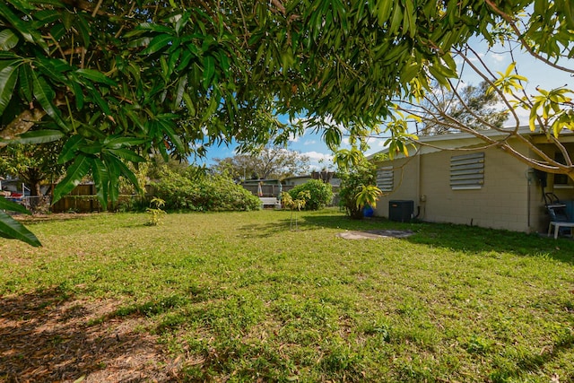 view of yard featuring central AC