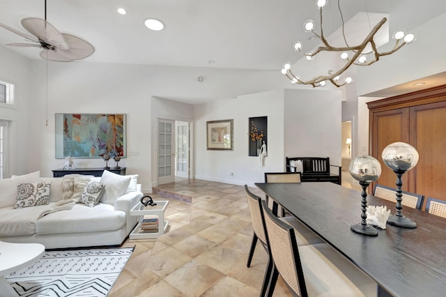 living room featuring ceiling fan