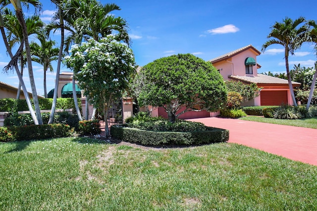 view of front facade featuring a front yard