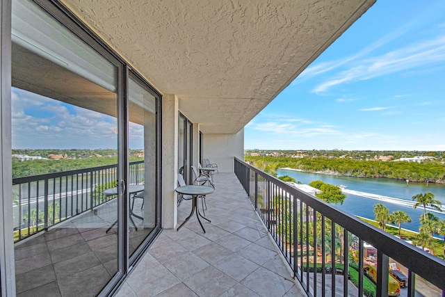 balcony with a water view