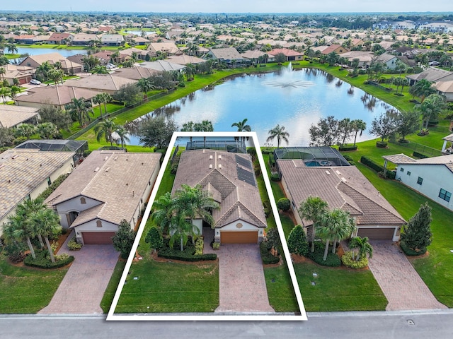 bird's eye view featuring a water view