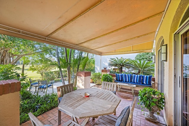 view of patio with an outdoor hangout area