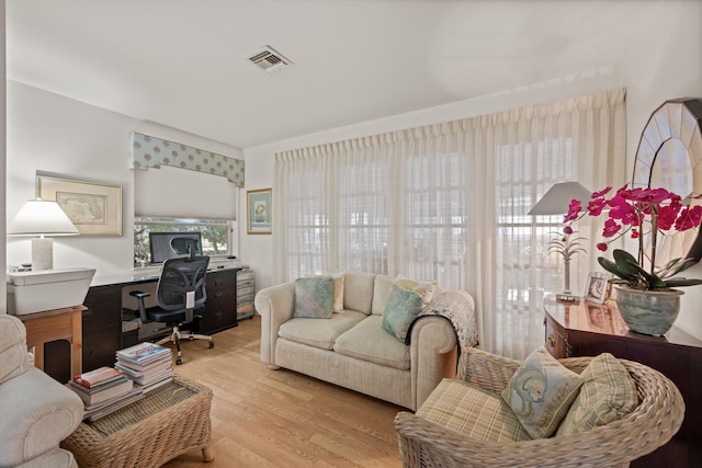 living room with light wood-type flooring