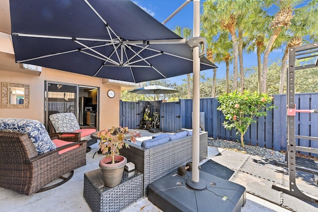 view of patio with an outdoor hangout area