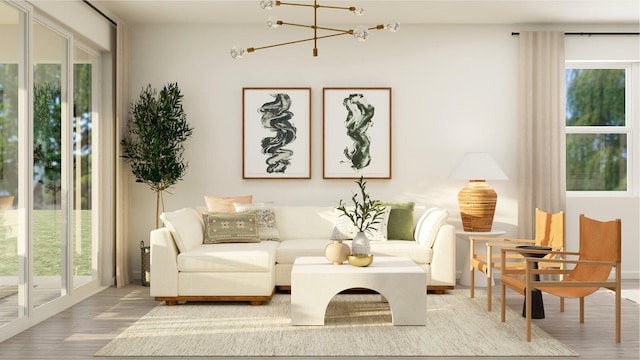 interior space with a notable chandelier
