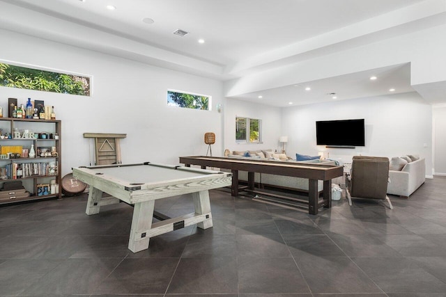 playroom featuring a healthy amount of sunlight and billiards