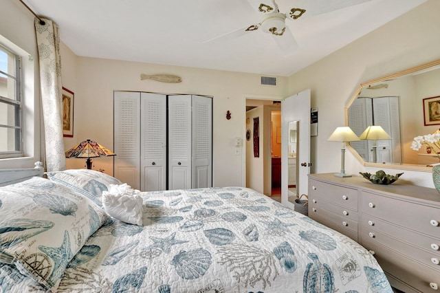 bedroom featuring ceiling fan