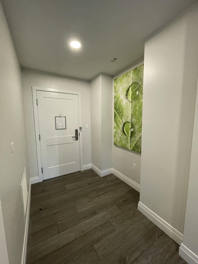 doorway featuring dark hardwood / wood-style flooring