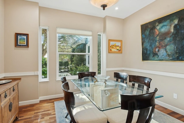 dining room with light hardwood / wood-style floors