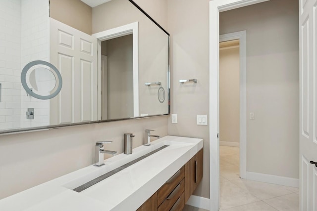 bathroom featuring vanity and tile patterned floors