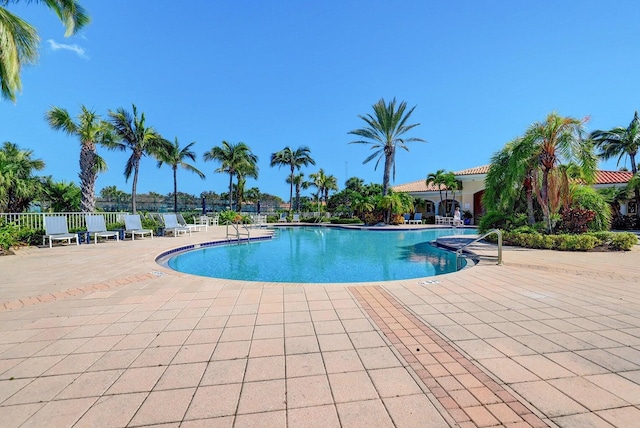 view of pool featuring a patio