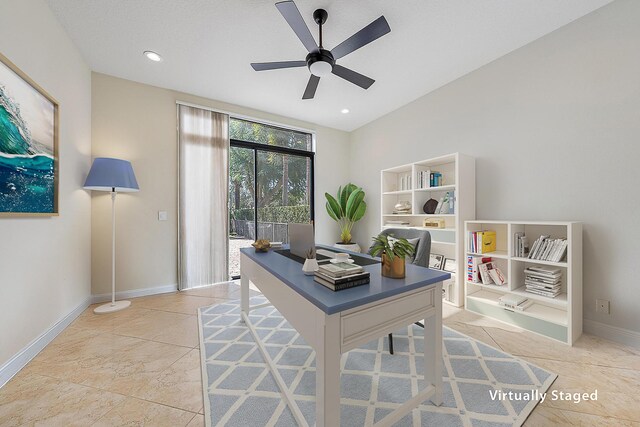 bedroom with a crib and ceiling fan