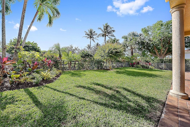 view of yard with a fenced backyard