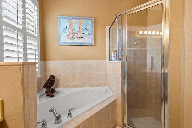 bathroom with plus walk in shower