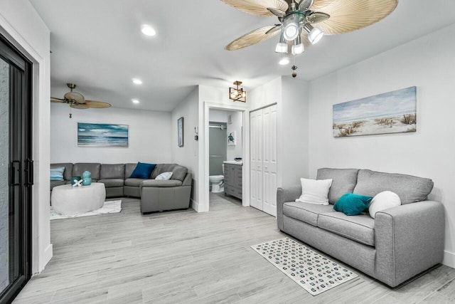 living room with light hardwood / wood-style floors