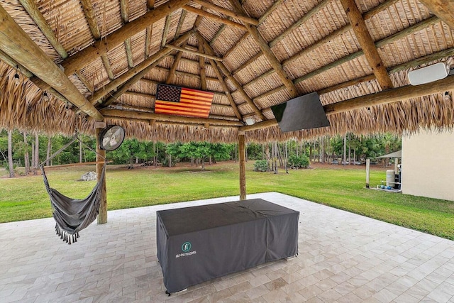 view of patio featuring a gazebo