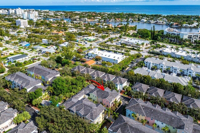 bird's eye view featuring a water view