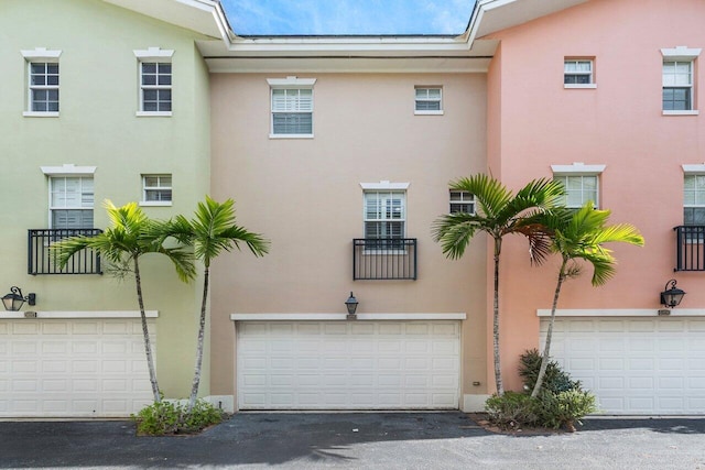 exterior space with a garage