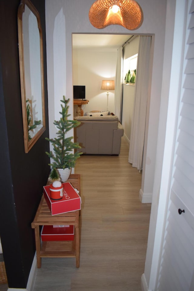 hall featuring light hardwood / wood-style flooring