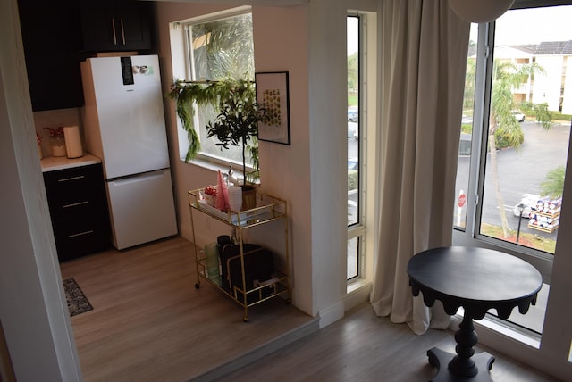 interior space with light hardwood / wood-style floors