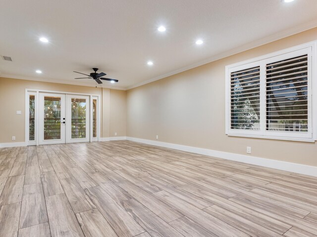 exterior space with ceiling fan and french doors