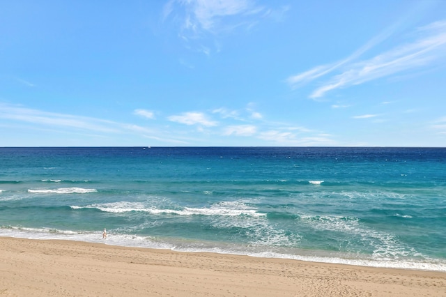 view of water feature with a view of the beach