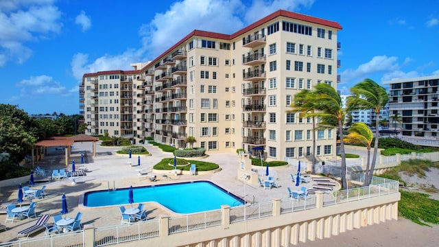 view of pool with a gazebo and a patio area