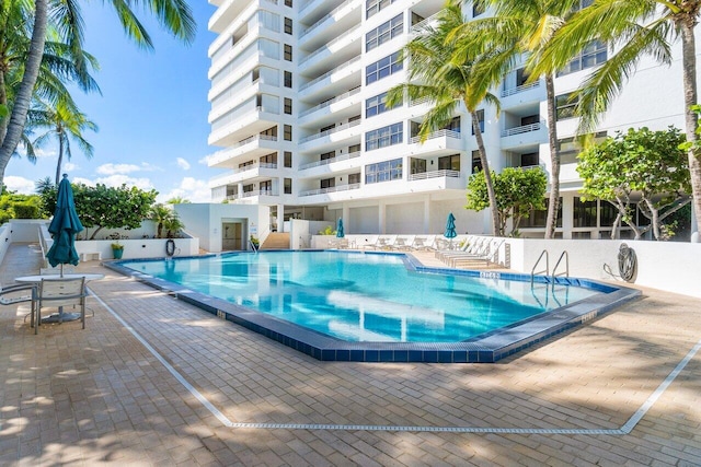 view of pool with a patio area