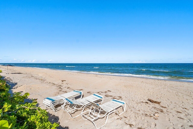 property view of water with a beach view