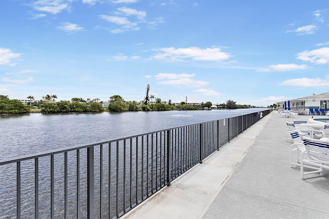 dock area featuring a water view