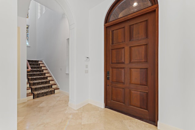 view of tiled foyer entrance