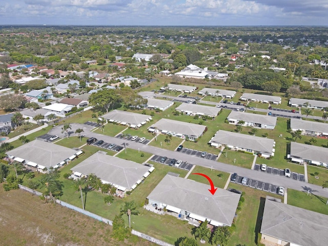 drone / aerial view with a residential view